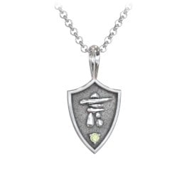 Men's Inukshuk Hero Shield Pendant with Gemstone