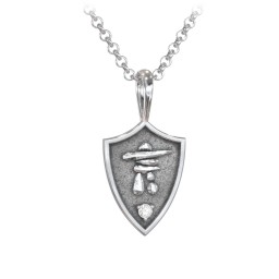Men's Inukshuk Hero Shield Pendant with Gemstone