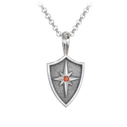 Men's Starburst Hero Shield Pendant with Gemstone in 925 Sterling Silver