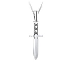 Men’s Engravable Dagger Necklace – Sterling Silver