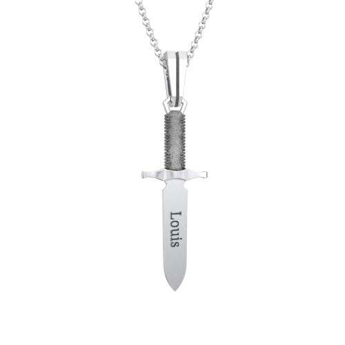 Men’s Engravable Dagger Necklace – Sterling Silver