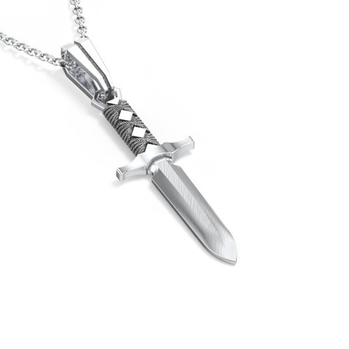 Men’s Engravable Dagger Necklace – Sterling Silver