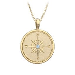 Men's Engravable Compass Necklace with Gemstone