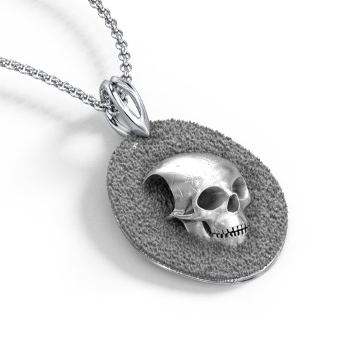 Men's Engravable Ancient Skull Necklace – Sterling Silver