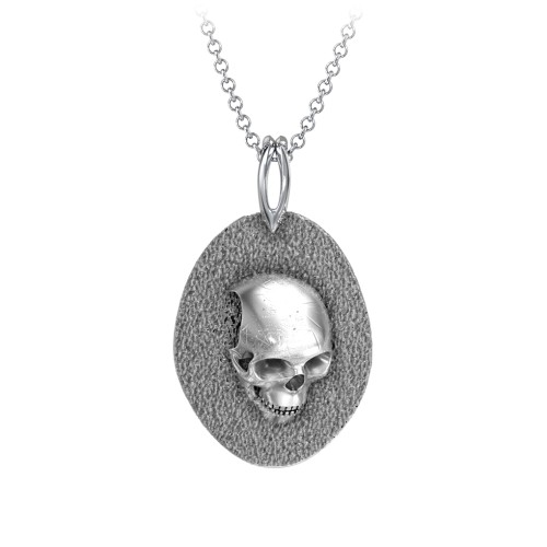 Men's Engravable Ancient Skull Necklace – Sterling Silver