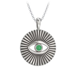 Men's Evil Eye Disc Necklace with Gemstone