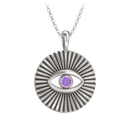 Men's Evil Eye Disc Necklace with Gemstone