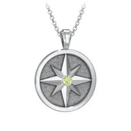 Men's Engravable North Star Disc Necklace with Gemstone