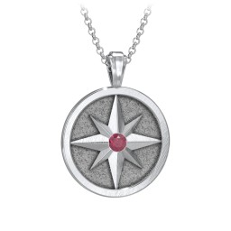 Men's Engravable North Star Disc Necklace with Gemstone