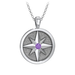 Men's Engravable North Star Disc Necklace with Gemstone