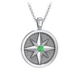 Men's Engravable North Star Disc Necklace with Gemstone