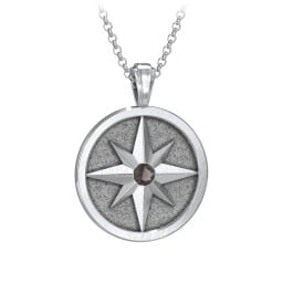 Men's Engravable North Star Disc Necklace with Gemstone