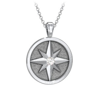 Men's Engravable North Star Disc Necklace with Gemstone