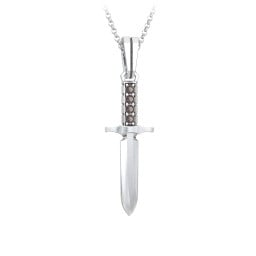 Men's Engravable Dagger Necklace with Gemstones