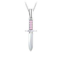 Men's Engravable Dagger Necklace with Gemstones