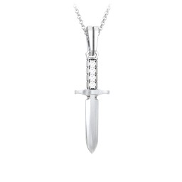 Men's Engravable Dagger Necklace with Gemstones in 925 Sterling Silver with Diamond