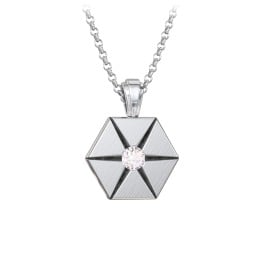 Men's Engravable Starburst Hexagon Necklace with Gemstone
