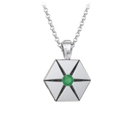 Men's Engravable Starburst Hexagon Necklace with Gemstone