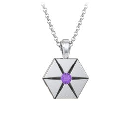 Men's Engravable Starburst Hexagon Necklace with Gemstone