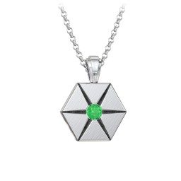 Men's Engravable Starburst Hexagon Necklace with Gemstone