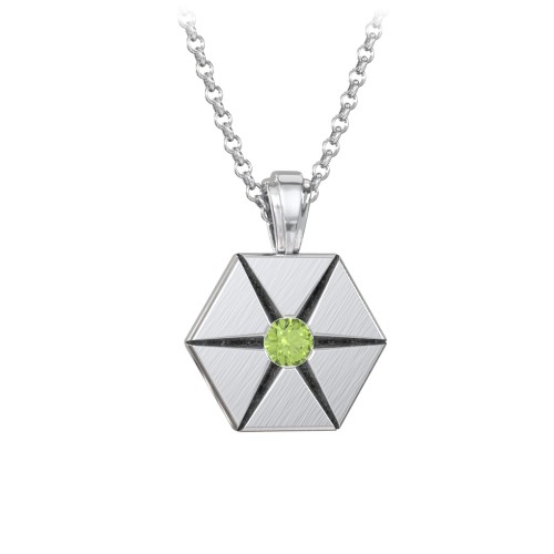 Men's Engravable Starburst Hexagon Necklace with Gemstone