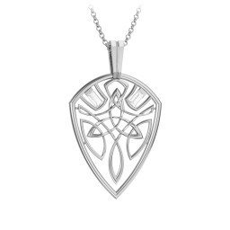 Men's Celtic Shield Necklace with Baguette Gemstones