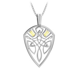 Men's Celtic Shield Necklace with Baguette Gemstones