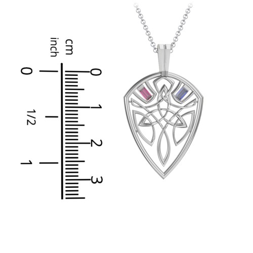 Men's Celtic Shield Necklace with Baguette Gemstones – Sterling Silver with Garnet