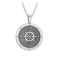 Men's Engravable Compass Necklace – Sterling Silver