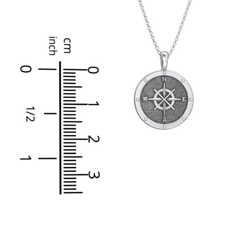 Men's Engravable Compass Necklace – Sterling Silver