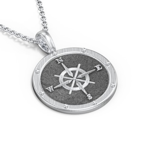 Men's Engravable Compass Necklace – Sterling Silver
