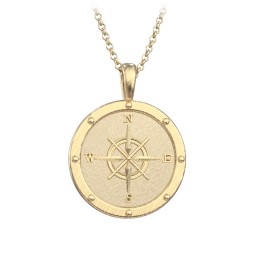 Men's Engravable Compass Necklace in 10K Solid Yellow Gold