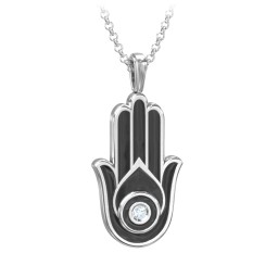 Men's Engravable Hamsa Gemstone Necklace with Cold Enamel