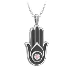 Men's Engravable Hamsa Gemstone Necklace with Cold Enamel