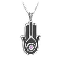 Men's Engravable Hamsa Gemstone Necklace with Cold Enamel