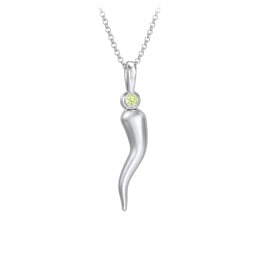 Men's Italian Horn Necklace with 2 Birthstones