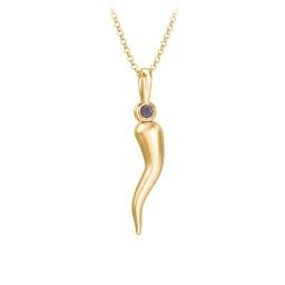 Men's Italian Horn Necklace with 2 Birthstones