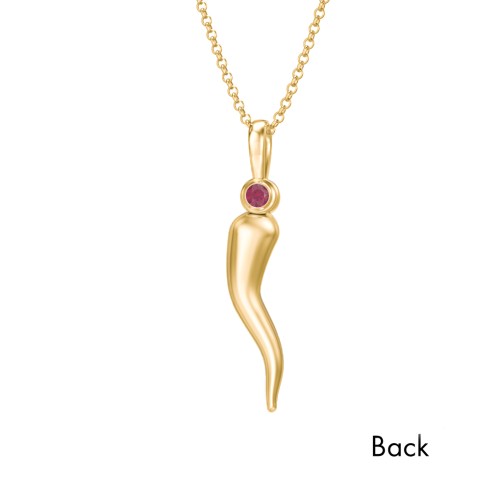 Men's Italian Horn Necklace with 2 Birthstones