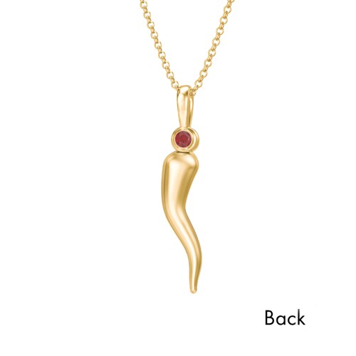 Men's Italian Horn Necklace with 2 Birthstones