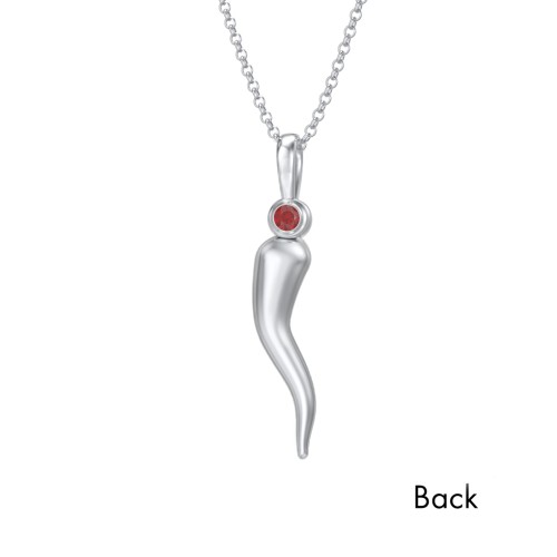Men's Italian Horn Necklace with 2 Birthstones