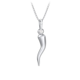Men's Italian Horn Necklace with 2 Birthstones in 925 Sterling Silver with Diamond