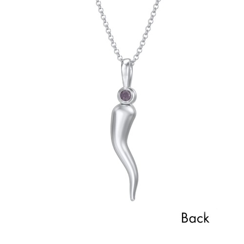 Men's Italian Horn Necklace with 2 Birthstones – Sterling Silver with Alexandrite