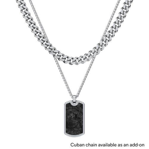 Men’s Engravable Stainless Steel Dog Tag Necklace with Carbon Fiber Inlay – Stainless Steel