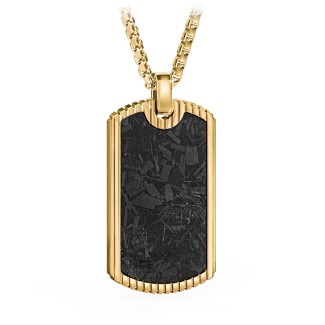 Men’s Engravable Gold Stainless Steel Dog Tag Necklace with Carbon Fiber Inlay