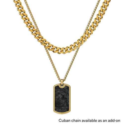 Men’s Engravable Stainless Steel Dog Tag Necklace with Carbon Fiber Inlay – Stainless Steel