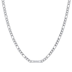 Men’s Figaro Chain with 1 Engravable Bar – Stainless Steel