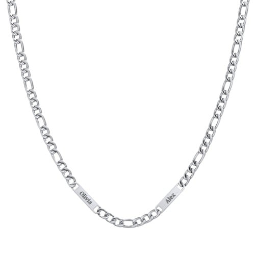 Men’s Figaro Chain with 2 Engravable Bars