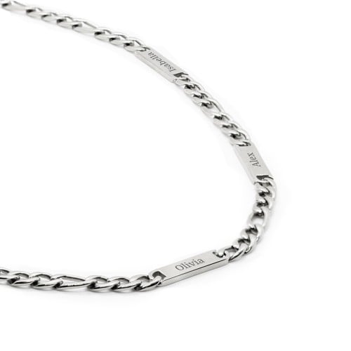 Men’s Figaro Chain with 3 Engravable Bars
