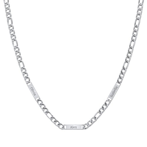 Men’s Figaro Chain with 3 Engravable Bars