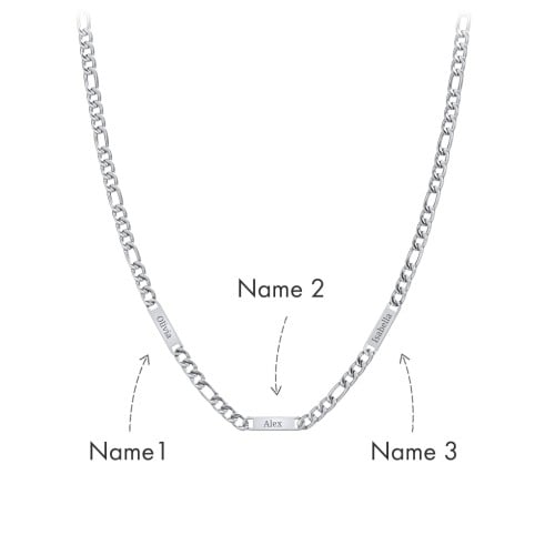 Men’s Figaro Chain with 3 Engravable Bars